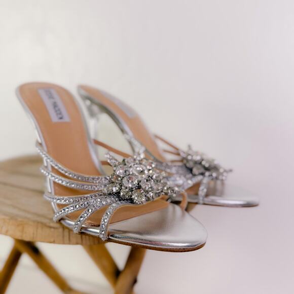 Steve Madden Pamola Rhinestone Heels Sandals Silver Glam Gatsby Party sz 7.5 NEW - Picture 4 of 10